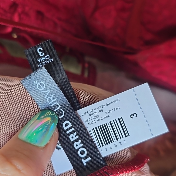 Torrid Curve Animal Lace-up Halter Bodysuit Rhubarb Red 3x New - Picture 10 of 10